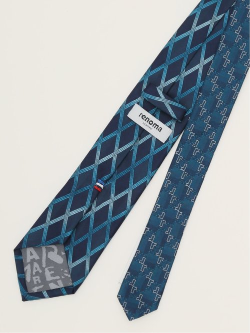 シルク パネル柄 ナロータイ&チーフセット