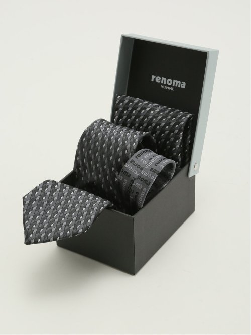 シルク ラインストーン付き ナロータイ&チーフセット