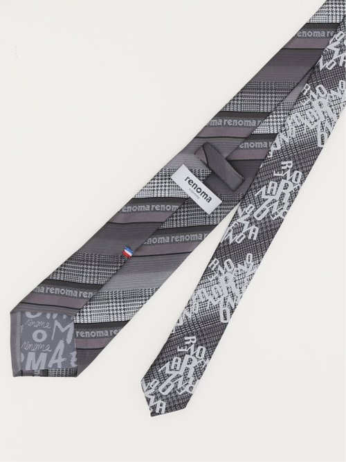 シルク パネル柄 ナロータイ 7.0cm幅