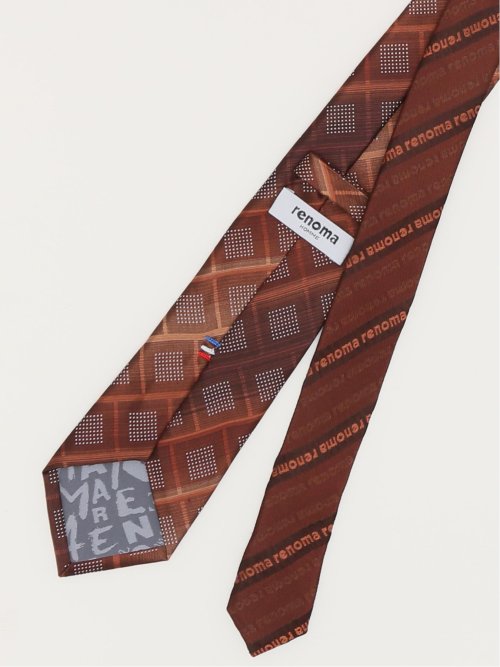 シルク パネル柄 ナロータイ 7.0cm幅