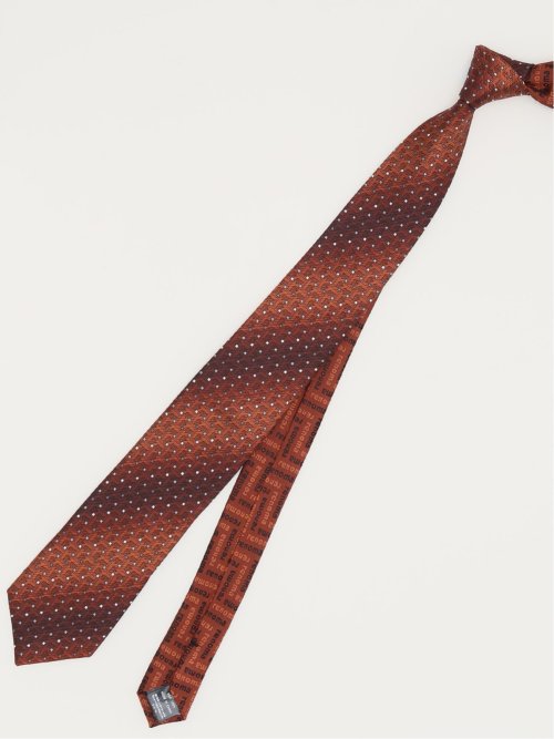 シルク パネル柄 ナロータイ 7.0cm幅(Other 20オレンジ): ネクタイ