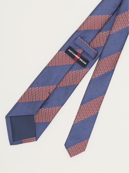 リネン混 ストライプ柄 レギュラータイ 8.0cm幅