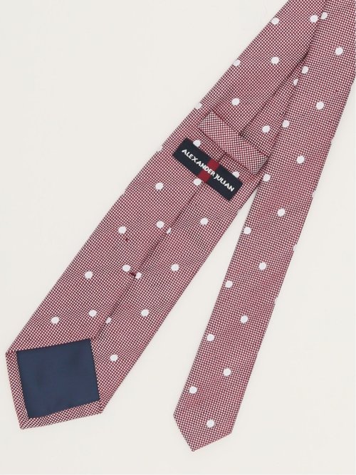 リネン混 ドット柄 レギュラータイ 8.0cm幅