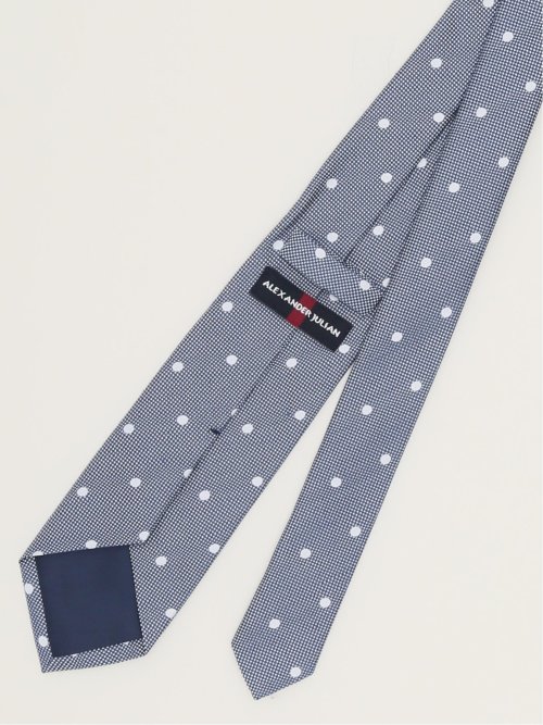 リネン混 ドット柄 レギュラータイ 8.0cm幅