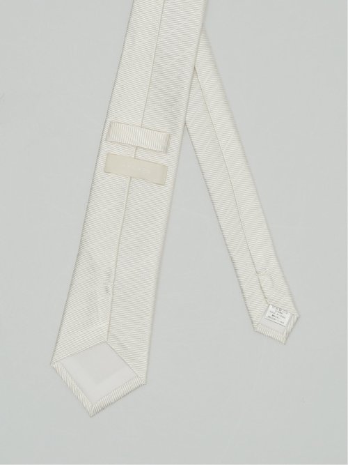 シルク フォーマルネクタイ 8.0cm幅 白ストライプ