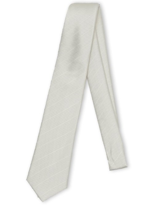 シルク フォーマルネクタイ 8.0cm幅 白ストライプ