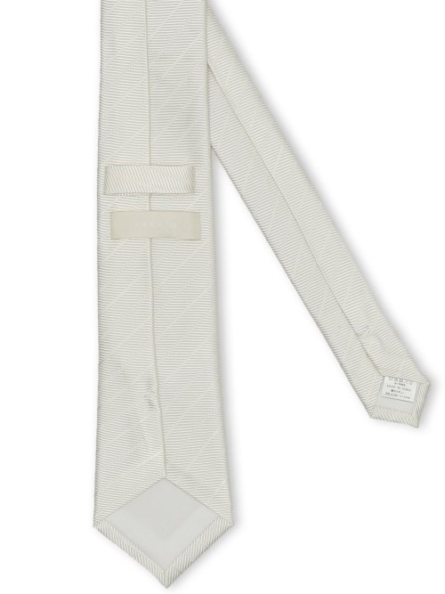 シルク フォーマルネクタイ 8.0cm幅 白ストライプ