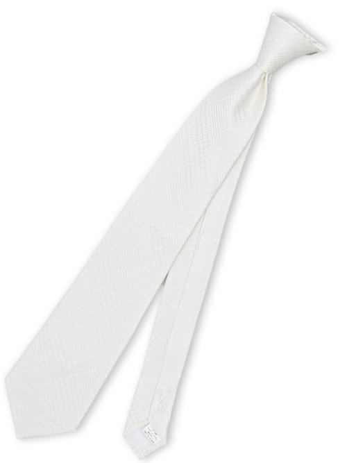 シルク フォーマルネクタイ 8.0cm幅 白グレンチェック