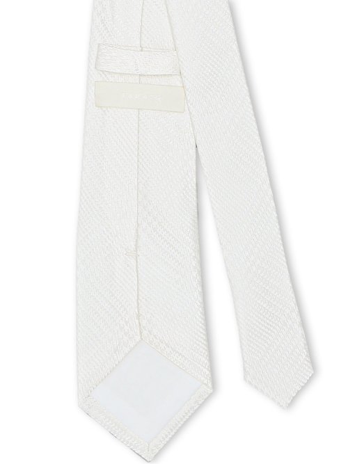 シルク フォーマルネクタイ 8.0cm幅 白グレンチェック