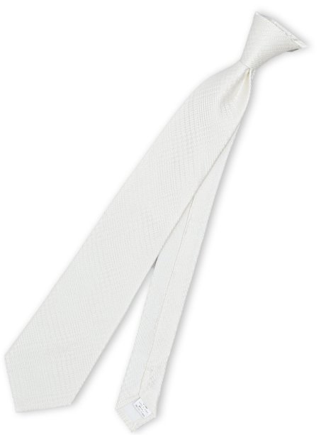 シルク フォーマルネクタイ 8.0cm幅 白グレンチェック