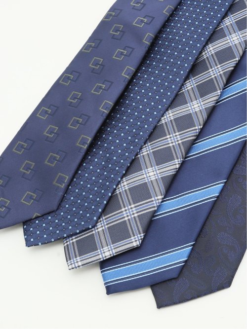 【WEB限定】ビジネスネクタイ5本セット 洗濯ネット付き 紺