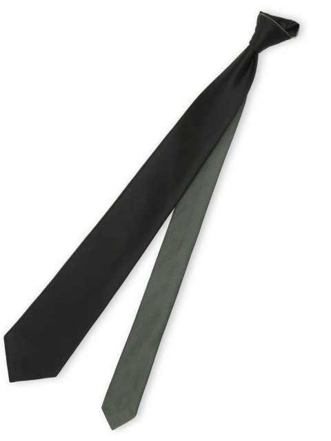 シルクサテン リバーシブル ナロータイ 7.5cm幅 黒×カーキ