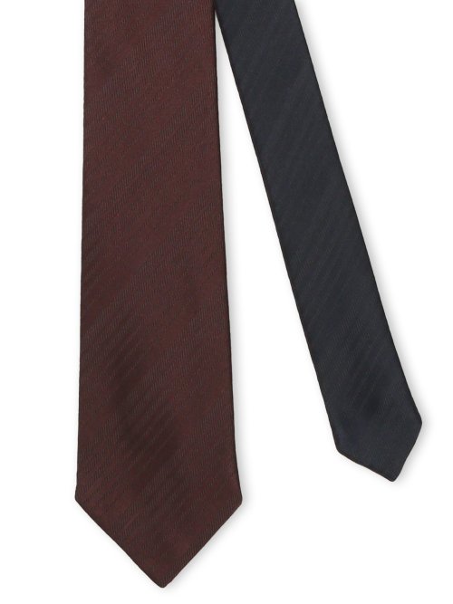 シルクサテン リバーシブル ナロータイ 7.5cm幅 紺×ワイン