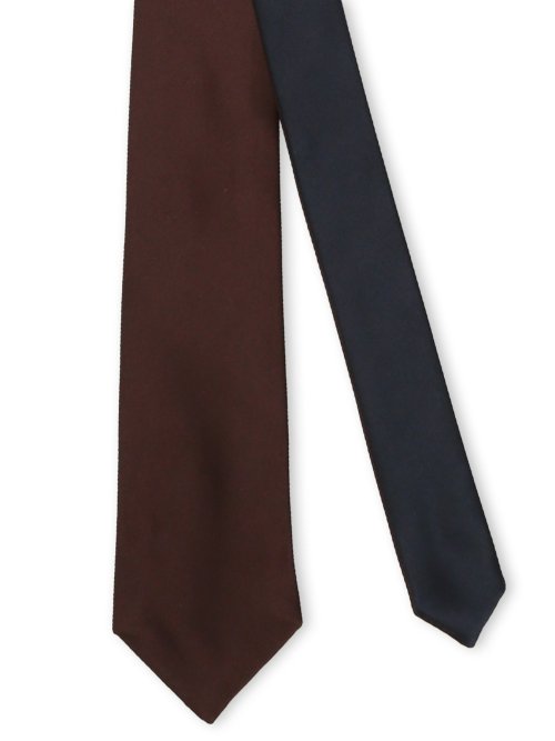 シルクサテン リバーシブル ナロータイ 7.5cm幅 紺×ワイン