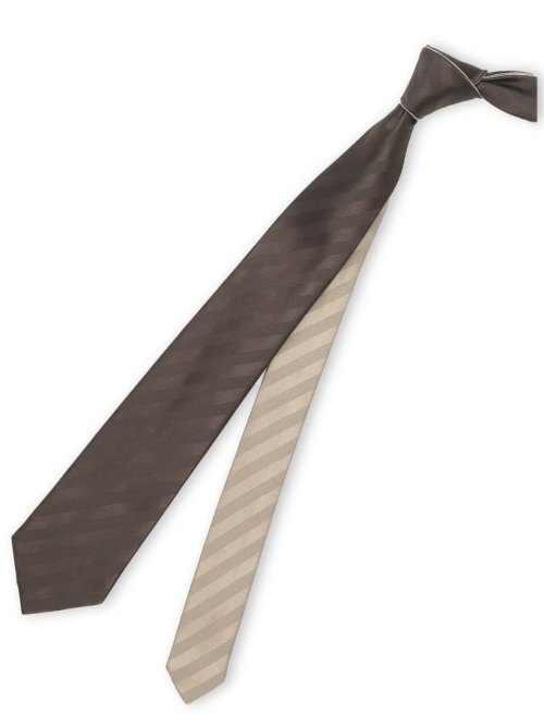 シルクサテン リバーシブル ナロータイ 7.5cm幅 茶×ベージュ(Other 30