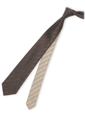 シルクサテン リバーシブル ナロータイ 7.5cm幅 茶×ベージュ