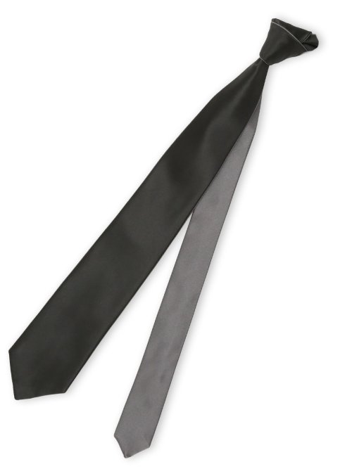 シルクサテン リバーシブル ナロータイ 7.5cm幅 ダークグレー×グレー