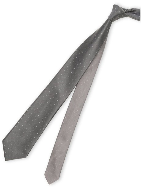 シルクサテン リバーシブル ナロータイ 7.5cm幅 ダークグレー×グレー