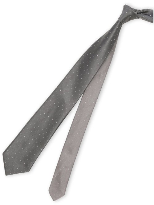 シルクサテン リバーシブル ナロータイ 7.5cm幅 ダークグレー×グレー