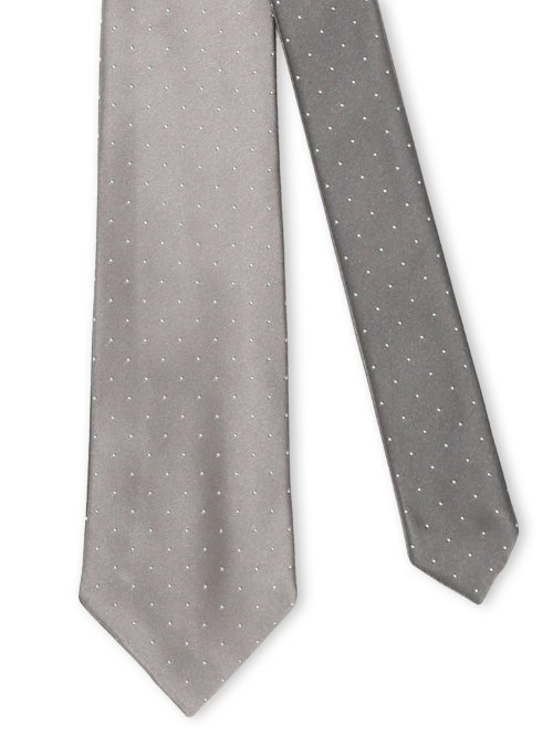 シルクサテン リバーシブル ナロータイ 7.5cm幅 ダークグレー×グレー