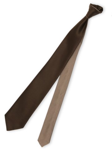 シルクサテン リバーシブル ナロータイ 7.5cm幅 茶×ベージュ