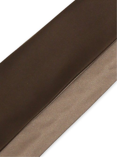 シルクサテン リバーシブル ナロータイ 7.5cm幅 茶×ベージュ