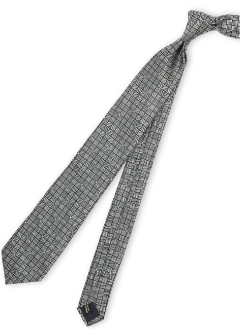 日本製シルク ジオメトリック&ドット柄 レギュラータイ 8.0cm幅