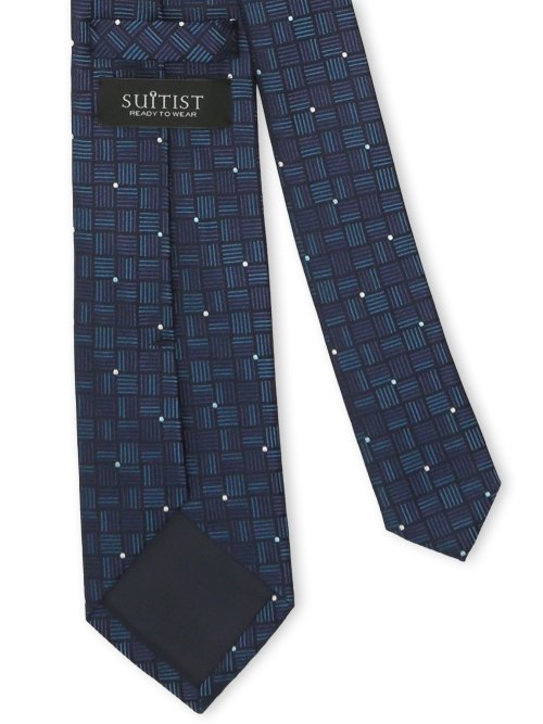 日本製シルク ジオメトリック&ドット柄 レギュラータイ 8.0cm幅