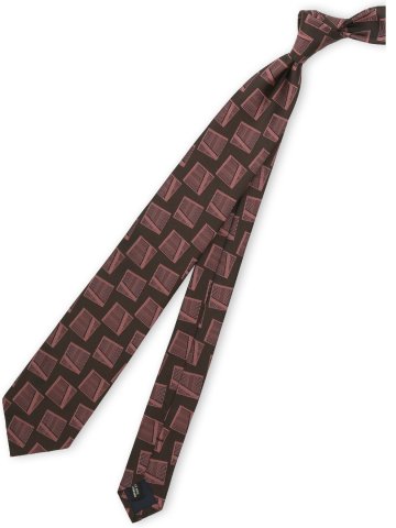 日本製シルク スクエアモチーフ柄 レギュラータイ 8.0cm幅