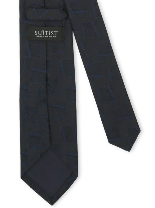 日本製シルク スクエアモチーフ柄 レギュラータイ 8.0cm幅