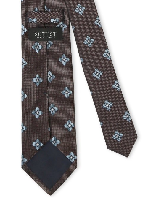 日本製 シルク フラワー小紋柄 レギュラータイ 8.0cm幅