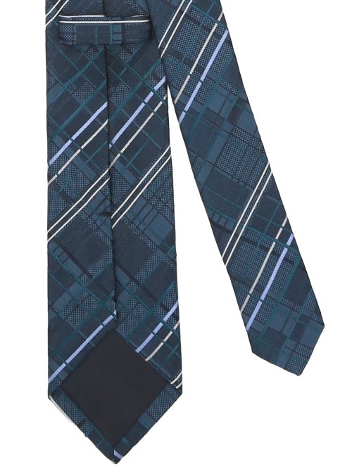 【大きいサイズ】グランバック/GRAND-BACK 日本製シルク デザインチェック柄 レギュラータイ 8.5cm幅