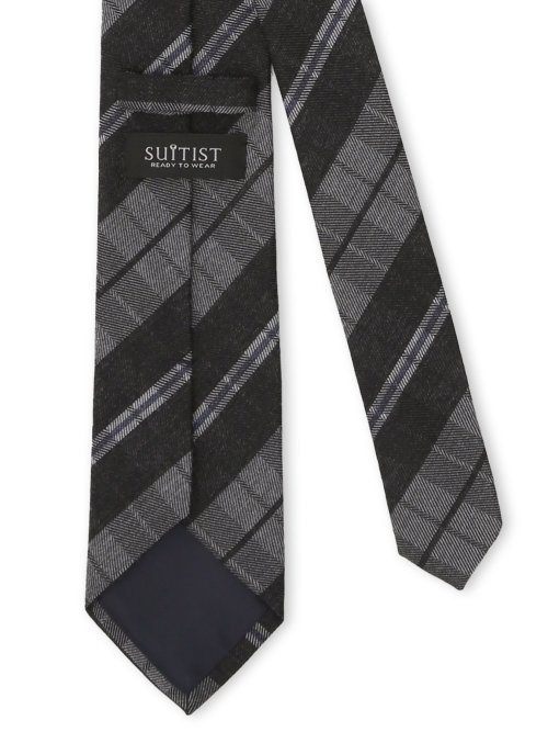 ウールシルク チェック柄 フレスコタイ 8cm幅