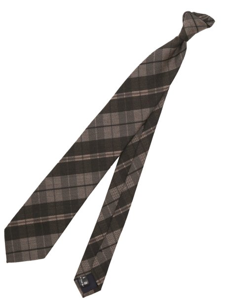 ウールシルク チェック柄 フレスコタイ 8cm幅