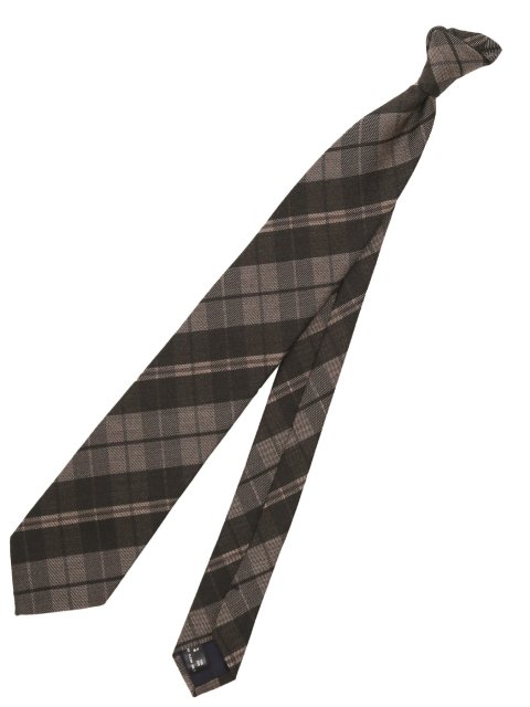 ウールシルク チェック柄 フレスコタイ 8cm幅