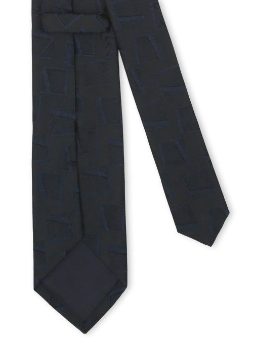 【大きいサイズ】グランバック/GRAND-BACK 日本製シルク スクエアモチーフ柄 レギュラータイ 8.5cm幅