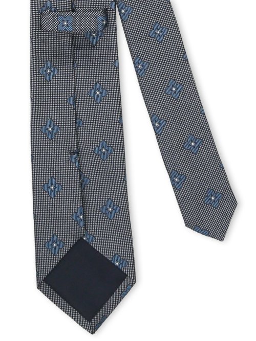 【大きいサイズ】グランバック/GRAND-BACK 日本製シルク フラワー小紋柄 レギュラータイ 8.5cm幅