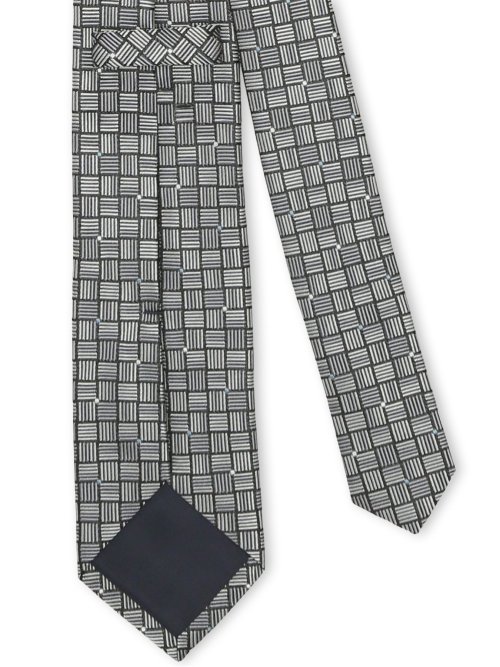 【大きいサイズ】グランバック/GRAND-BACK 日本製シルク ジオメトリック&ドット柄 レギュラータイ 8.5cm幅