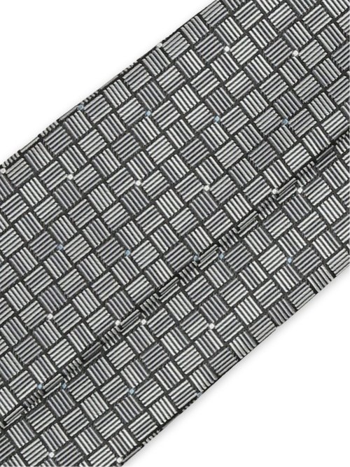 【大きいサイズ】グランバック/GRAND-BACK 日本製シルク ジオメトリック&ドット柄 レギュラータイ 8.5cm幅