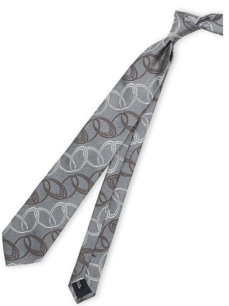 【大きいサイズ】グランバック/GRAND-BACK 日本製シルク サークルモチーフ柄 レギュラータイ 8.5cm幅