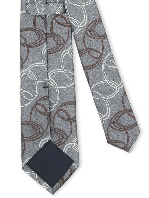 【大きいサイズ】グランバック/GRAND-BACK 日本製シルク サークルモチーフ柄 レギュラータイ 8.5cm幅