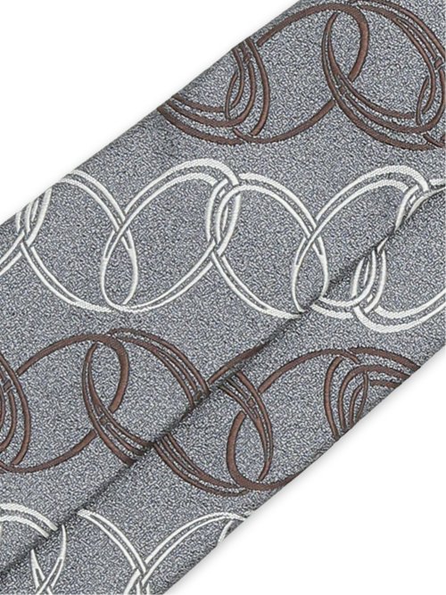 【大きいサイズ】グランバック/GRAND-BACK 日本製シルク サークルモチーフ柄 レギュラータイ 8.5cm幅