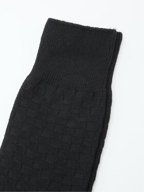ストレッチ抗菌防臭 市松柄クルーソックス