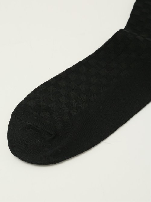 ストレッチ抗菌防臭 市松柄クルーソックス