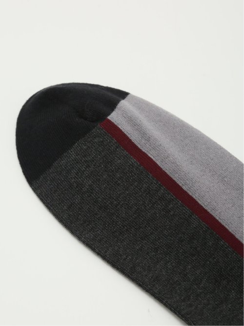 抗菌防臭 1本ストライプ クルーソックス