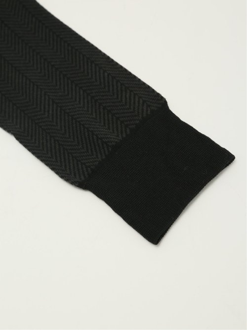 ストレッチ抗菌防臭 ヘリンボン柄クルーソックス