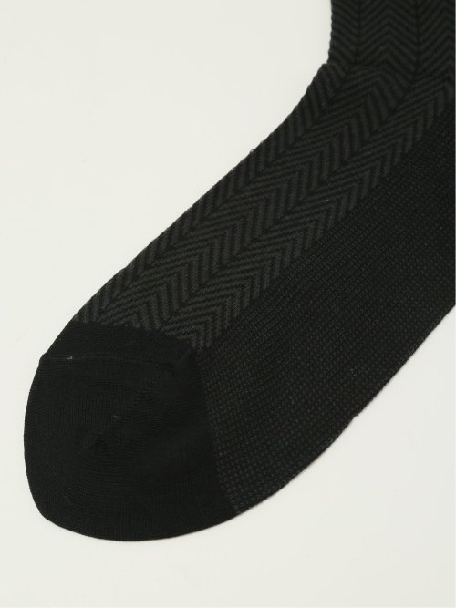 ストレッチ抗菌防臭 ヘリンボン柄クルーソックス