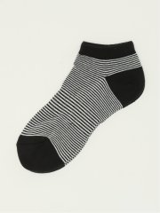 ストレッチ抗菌防臭 ピンボーダー 底パイル アンクルソックス