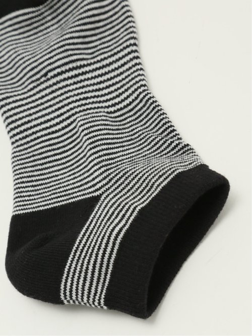 ストレッチ抗菌防臭 ピンボーダー 底パイル アンクルソックス