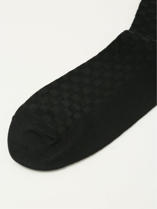 ストレッチ抗菌防臭 市松柄クルーソックス